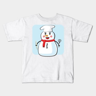 Chef Snowman - Funny Illustration Kids T-Shirt